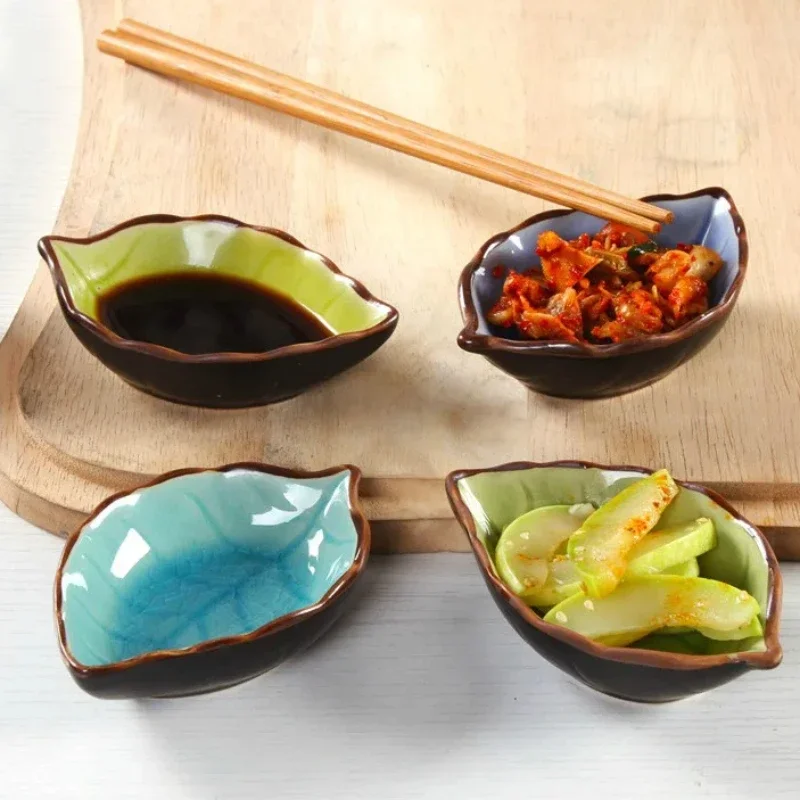 

Kitchen Bowl Kitchen Tool Dish Creative Ice Crack Glaze Leaf Ceramic Seasoning Soy Sauce Vinegar Small Plates Fruit Dishes Bowls