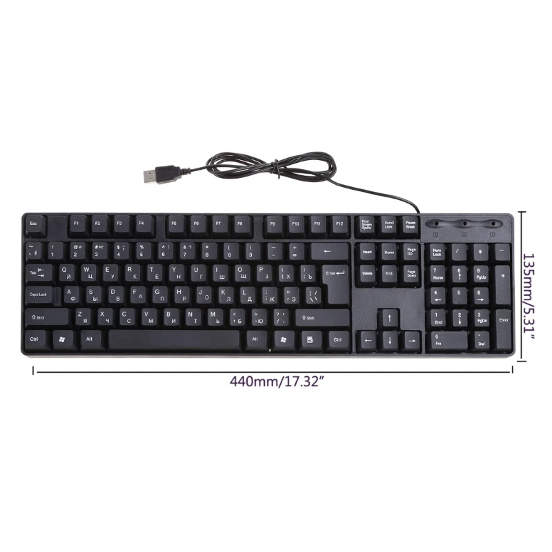 104 키 풀 사이즈 러시아어 및 영어 사일런트 키보드, Windows 컴퓨터용 방수 사무실 키보드, 직송