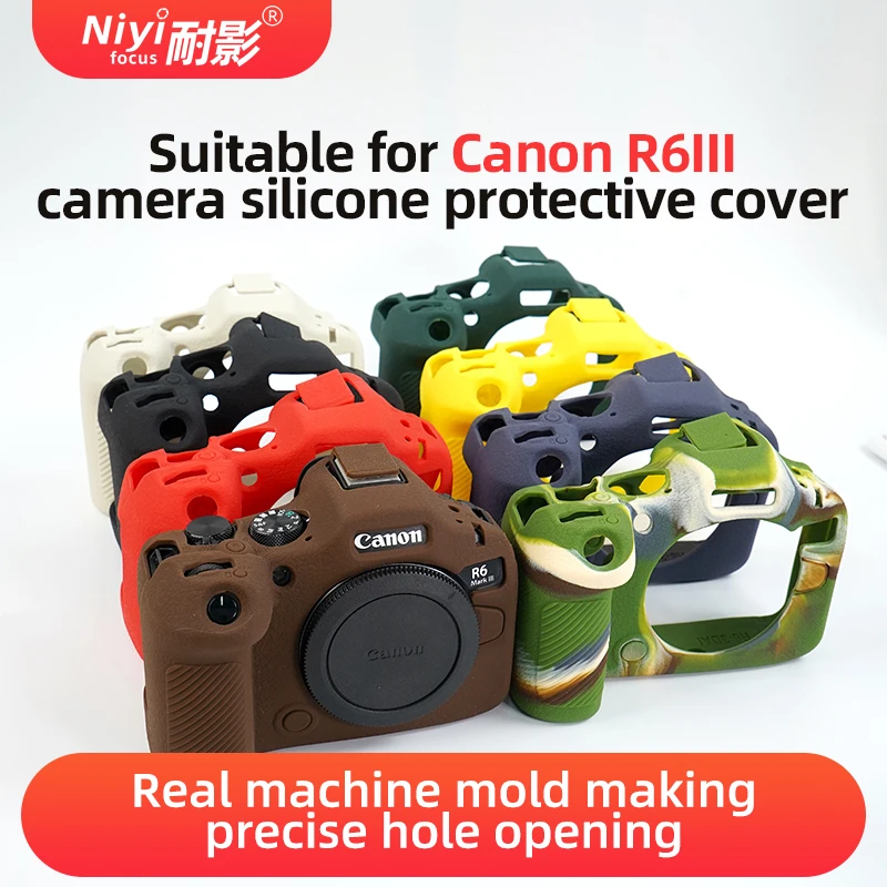 Silicone Protective Case for Canon EOS R6 Mark III Soft Camera Skin Cover Portable Anti-Scratch with Adjustable Shoulder Strap