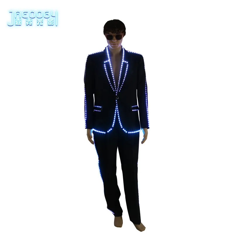 New Full Color LED Suit Digital Remote Control LED Costume For Wedding Stage Hosting,Bar Nightclub Man Luminous Clothing