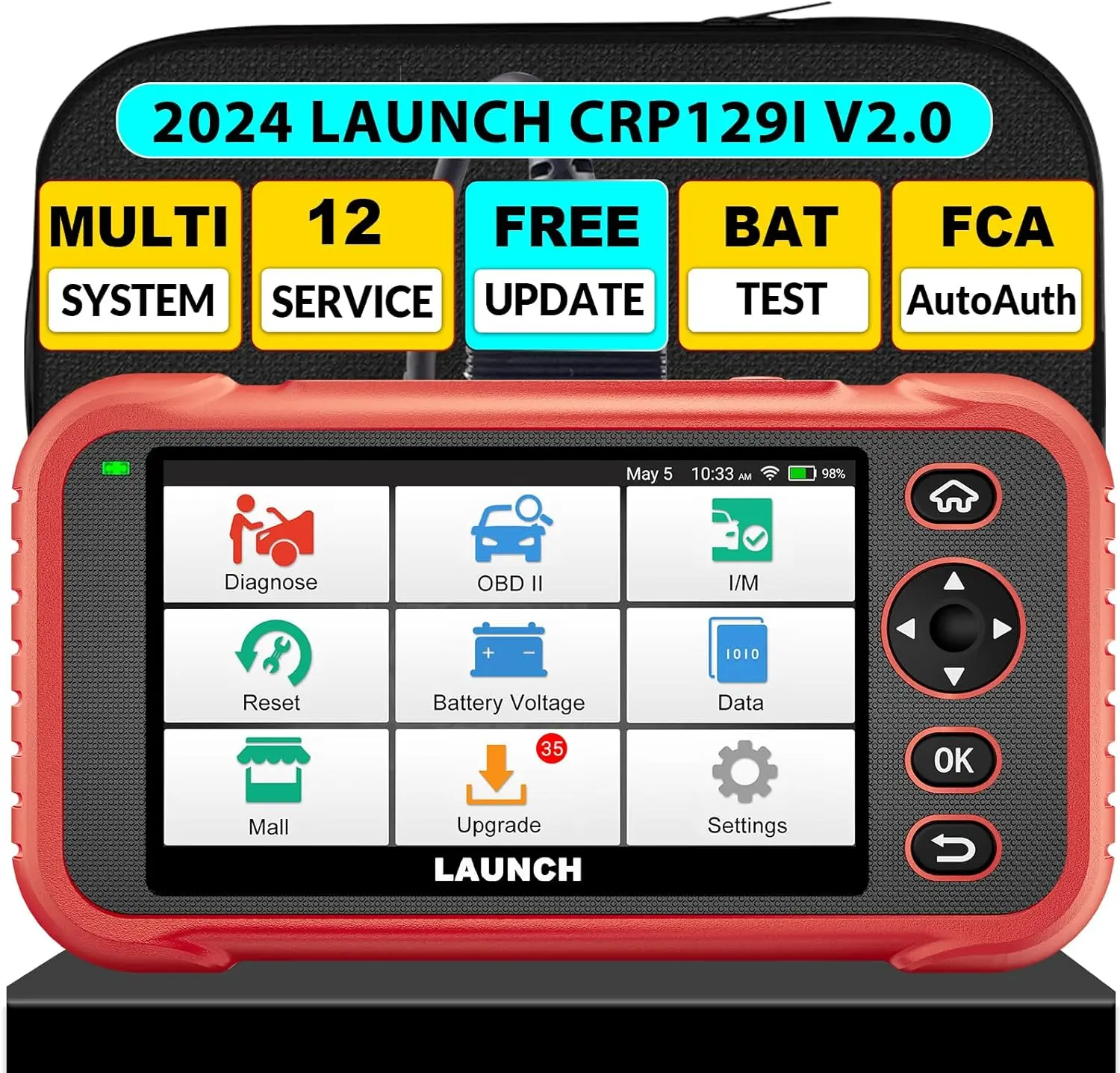 

Автомобильный сканер LAUNCH X431 CRP129i v2.0 OBD2, многосистемная диагностика, инжектор для масла из АБС-пластика EPB 12, с функцией сброса кодирования, с 2 инструментами