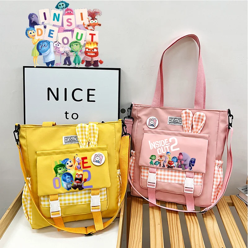 Inside Out 2 Rabbit Ears Handbags Anger Joy Shoulder Bag Anime Movie Graphic Print Bags Large Capacity Portable Handbag Gifts