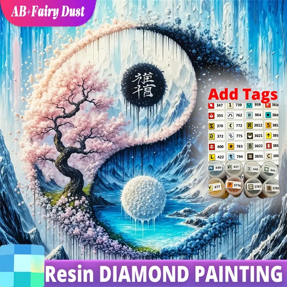 

Resin AB Fairy Dust Diamond Painting Mountain Landscape Tai DIY Mosaic River New Arrival Picture Rhinestones Tree Embroidery Han