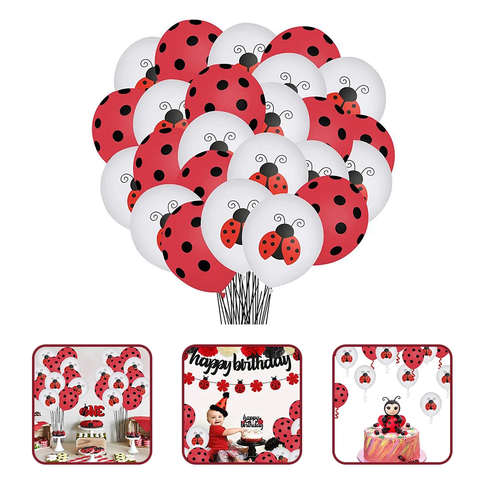 

48 Pcs Ladybug Themed Balloon Birthday Party Decorations Latex Balloons Baby Shower Supplies Decorate Emulsion