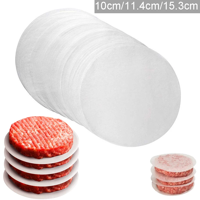 100Pc 10/11.4/15.3cm Hamburger Patty Paper - Wax Papers to Separate Frozen Pressed Patties - 100 Burger for Burger Patty Paper