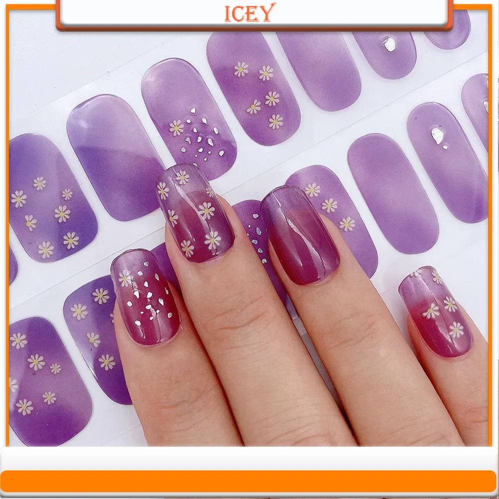 Icey beauty 1set ins style nagel aufkleber mit vollständiger abdeckung liebe, die kleine und frische weiße blumen nagel aufkleber mischt