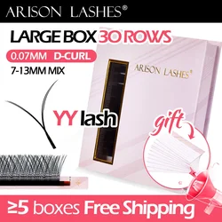 ARISON 30Rows Large Box YY Lashes Double Tip Y-shape Eyelashes Extension Cilios yy Invividual Volume Eyelash For Wholasale