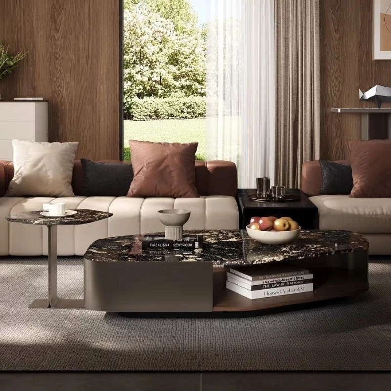 2026 New Designer Luxury Light Luxury Modern Simple Living Room Home Rectangular Marble Coffee Table