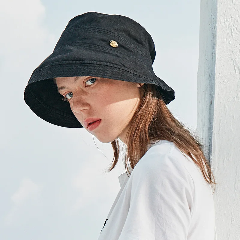 Woman Washed Cotton Forward Curl Edges Bucket Hat Spring/summer Japanese Industrial Style Retro Basin Caps