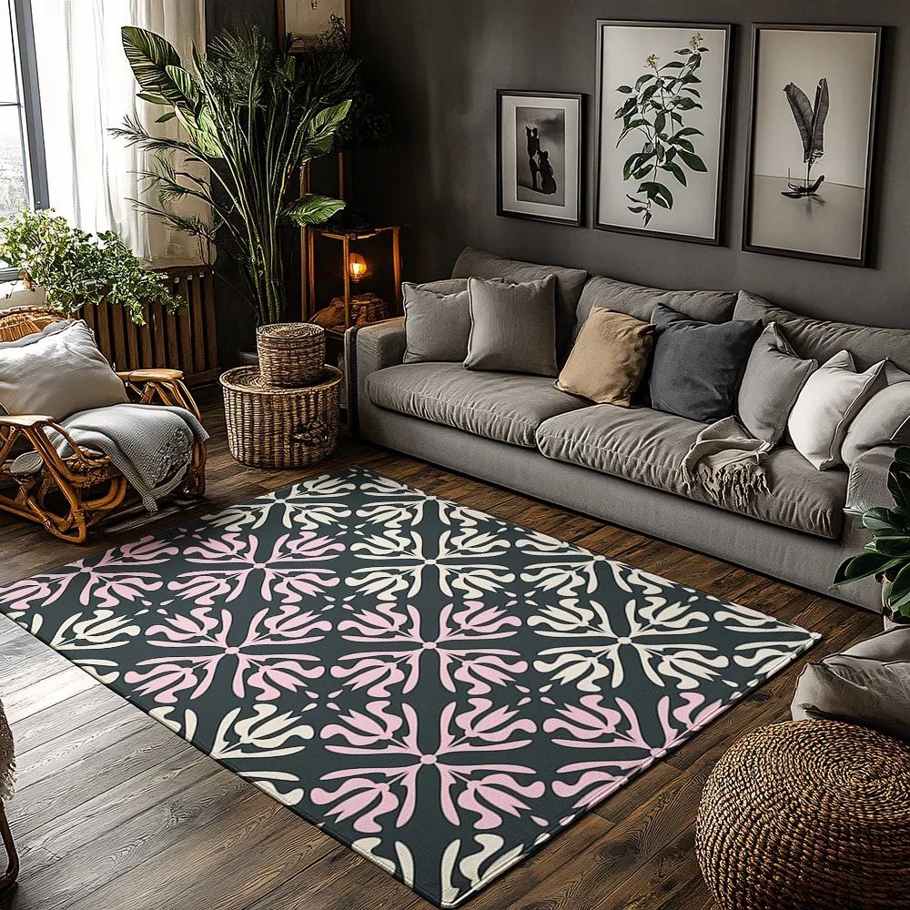 Elegant Moroccan Area Rug Vintage Persian Carpet Bohemian Floor Mat Living Room Decor Home Accent Non-Slip Indoor Outdoor Floor