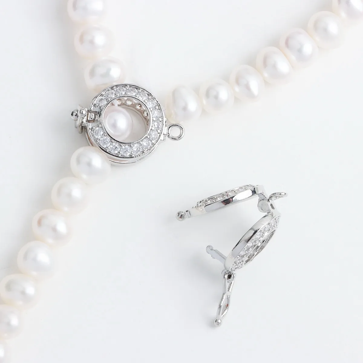 진짜 금 도금 지르콘 라운드 진주 가방, 구슬 버클 스웨터 체인, 간단한 클립 버클, 고정 버클, DIY 액세서리, 18K