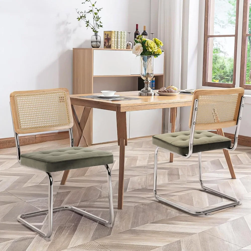 

Dining Chair Set of 2, Velvet Kitchen Side Chairs with Metal Legs, Dining Chair