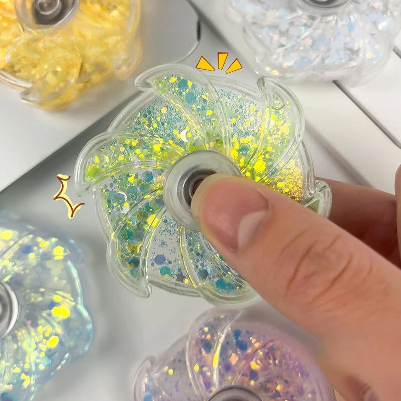 Juguete giratorio con purpurina reflectante que fluye para estudiantes, practicantes, juguete resistente a la presión antiestrés, regalo de descompresión para niña