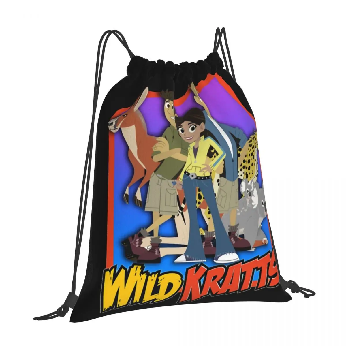 Wild Kratts Team Classic T-Shirt.png Sports Drawstring Backpack Sport Fitness Travel Outdoor Sackpack Women And Men