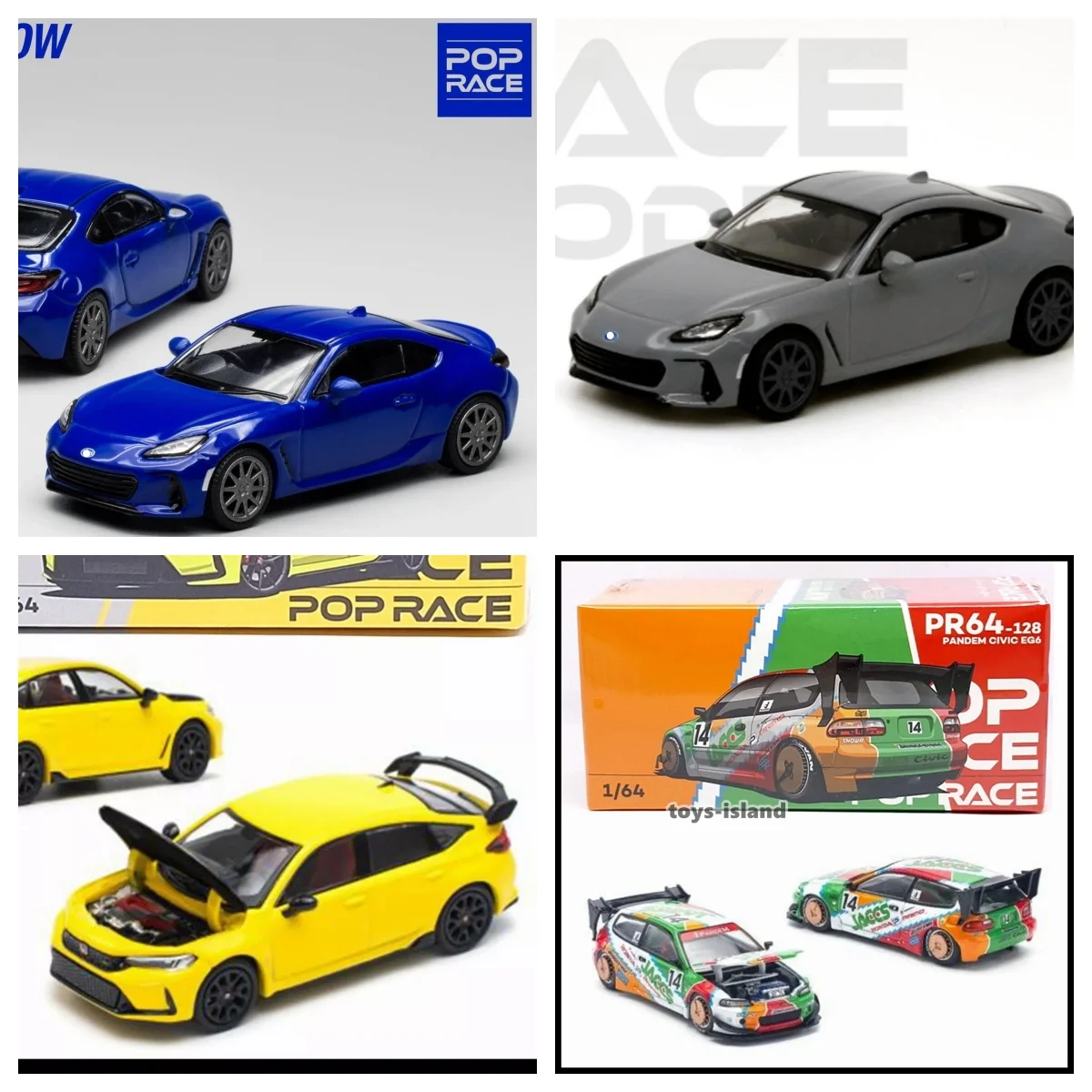 

Poprace 1/64 Brz Fl5 Civic Eg6 JDM литая под давлением модель автомобиля, коллекция ограниченного выпуска, игрушки для хобби