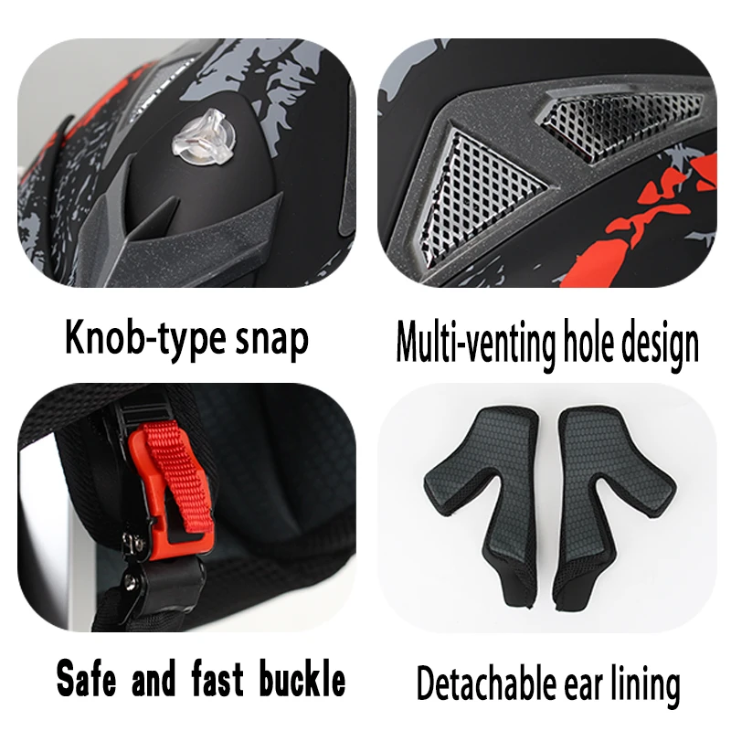 116 Uchoose جودة دراجة نارية على الطرق الوعرة خوذة سباق ATV الغابات DH دراجة هوائية جبلية خوذة كاملة DOT المعتمدة نظارات هدية #4