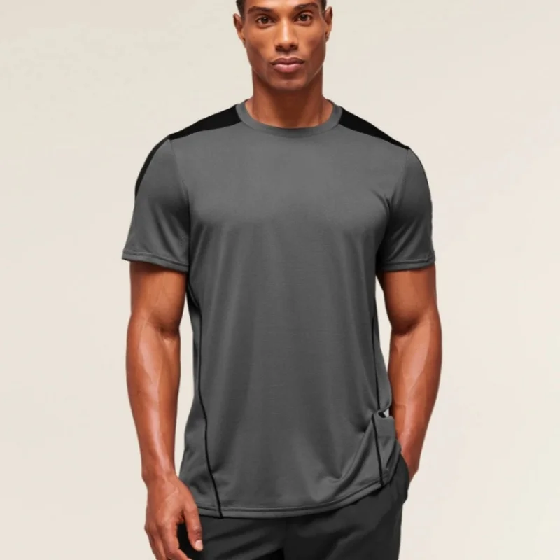 Running Moisture Wicking Round Neck T-Shirt Training Exercise Gym Sport Shirt Tops Lightweight Men's Quick Dry Short Sleeve Men