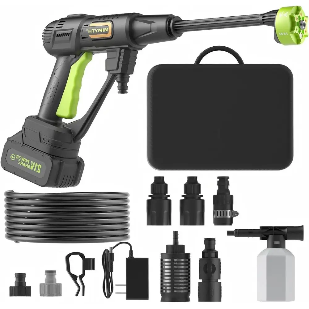 

Cordless Pressure Washer Battery Powered; 990PSI with 6-in-1 Nozzle, 23FT Hose, 21V Battery&Charger; Portable Handheld Cleaner f