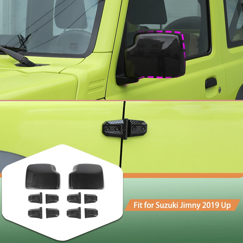 

Автомобильное зеркало заднего вида из АБС-пластика, дверная петля, защитные декоративные наклейки для Suzuki Jimny 2019 Up, 2-дверные внешние аксессуары для автомобиля