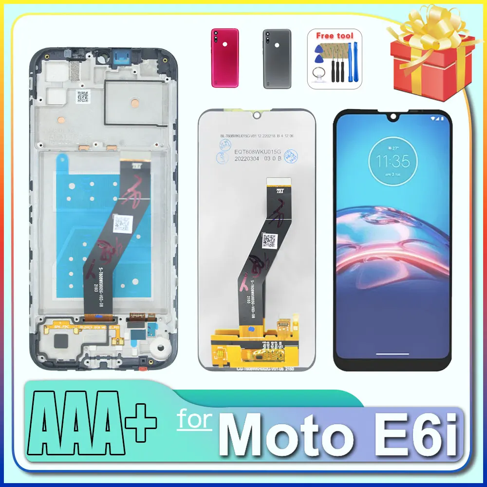Pantalla LCD de 6.1'' para Motorola Moto E6i LCD 2021 XT2053-5, Reemplazo de Pantalla Táctil Digitalizadora para Moto E6i 2021 LCD con Marco