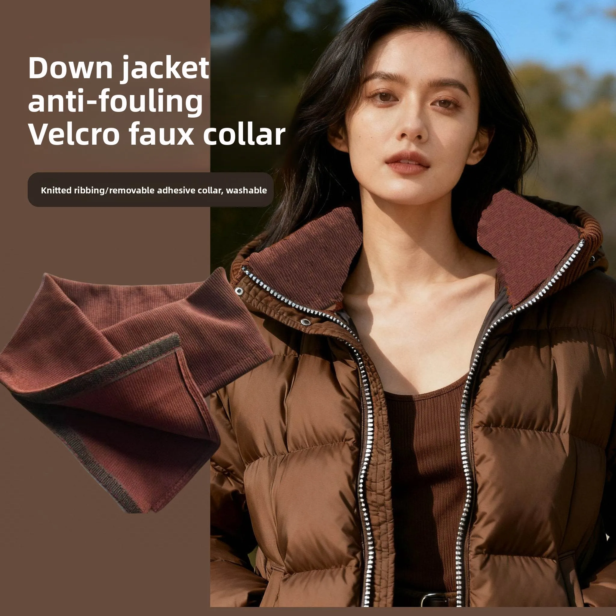 

Защитный вязаный хлопковый воротник-накладка для пуховиков, полностью закрывающий, с имитацией воротника, с дизайнерским декором, легко стирается, для защиты шеи.