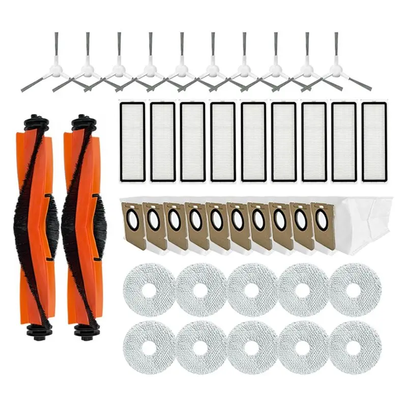 

ABKU - Запасные части для робота-пылесоса Xiaomi X20+ / X20 Plus: основная и боковые щетки, салфетки для влажной уборки, HEPA-фильтры, мешки для сбора пыли.