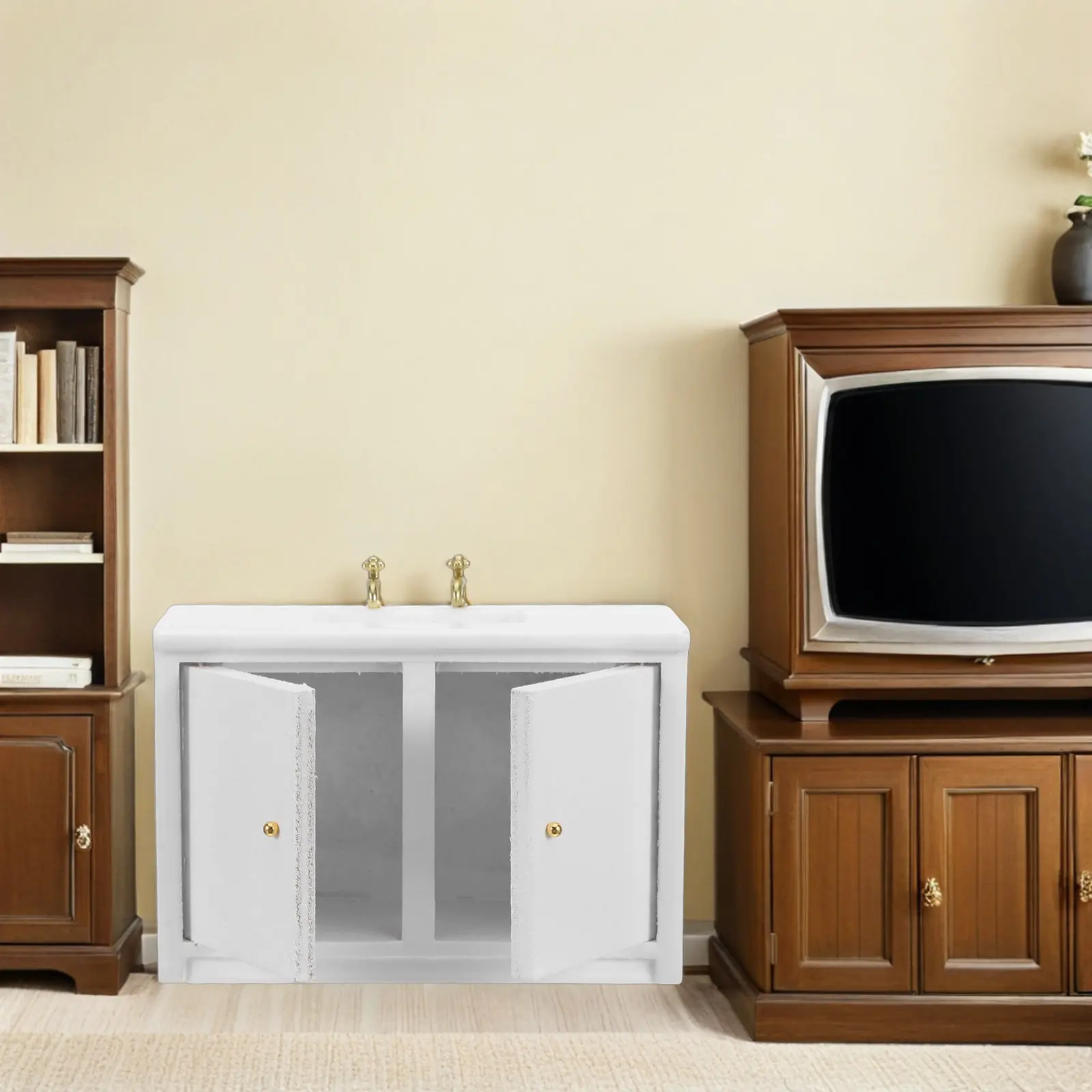 

1Pcs Mini Wash Basin Small House Bathroom Accessory White Miniature Furniture Ornament Miniature Scene Accessory Small House