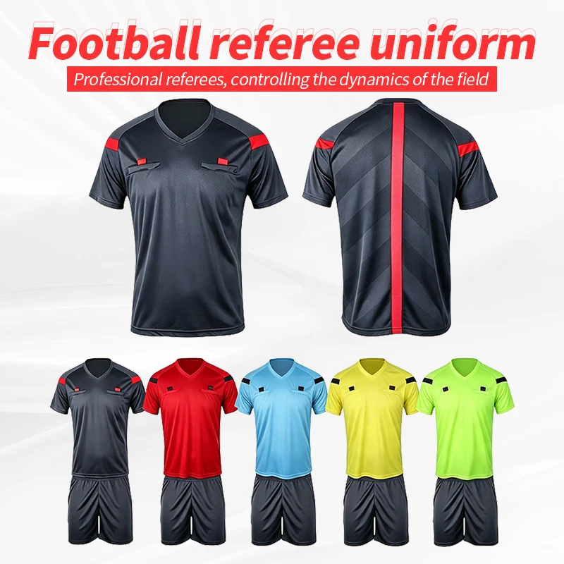 Shinestone Men's Professional Soccer Referee Uniform Set Soccer Jersey Shorts Tracksuits Thai Football Official Kit