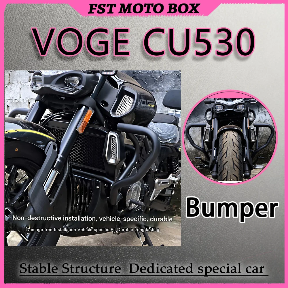 FOR VOGE CU530 Thickened Carbon Steel Bumper with High Elastic Rubber Tips for All-Around Impact Cushioning during Reversing