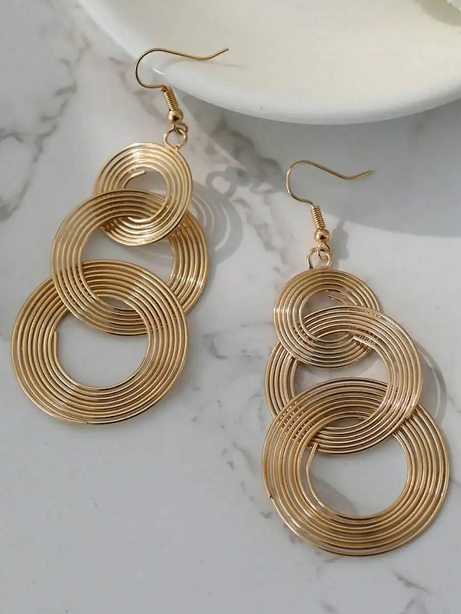 

Metal Multi-Layer Circle Hoop Earrings Exaggerated Vintage Big Dangle Earrings For Women
