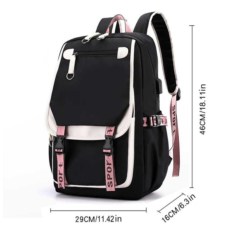 Purple Kuromi Backpack Junior High School Students School Bags capacity Casual Laptop Patchwork Students Mochilas