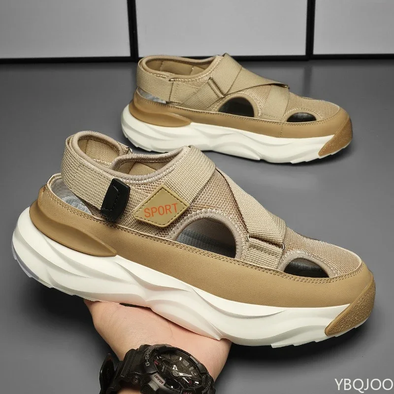 صنادل رجالية صيفية رياضية خارجية مضادة للانزلاق ومقاومة للاهتراء، مريحة ومضادة للانزلاق ونعل سميك وخفيفة الوزن للمشي لمسافات طويلة في الهواء الطلق