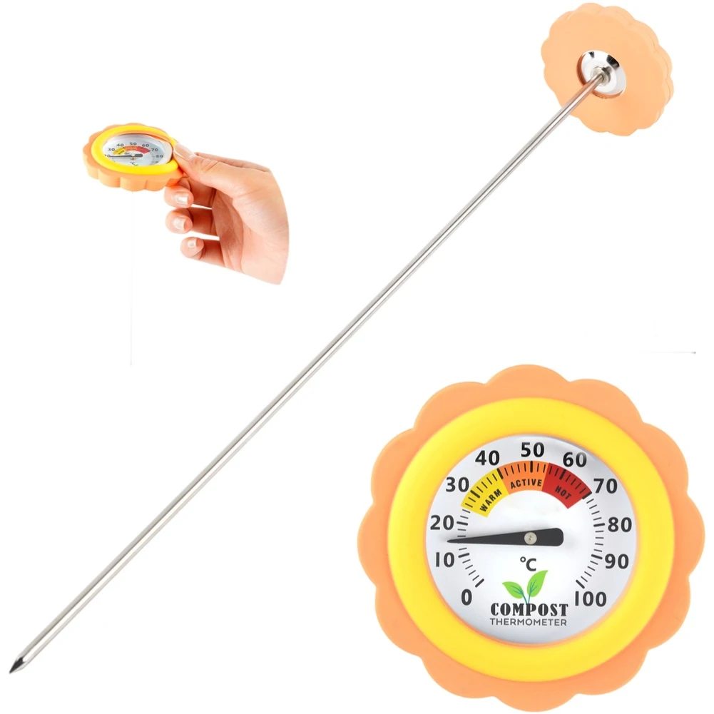 Compost Thermometer with Extended Stainless Steel for Deep Pile Temperature Measurement in For Gardening Applications