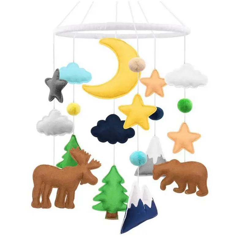 Woodland Crib Mobile Forest & Jungle Animal Babies Nursery Mobiles Soft Wooden Bed Bell Toy For Nursery Living Room Hospital &