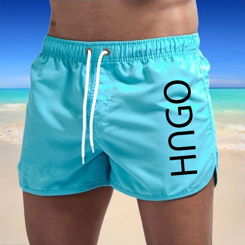 Calções de natação leves para homens, secagem rápida, cintura baixa, shorts de praia sexy, maiô masculino, calções de tronco, nova tendência, verão,