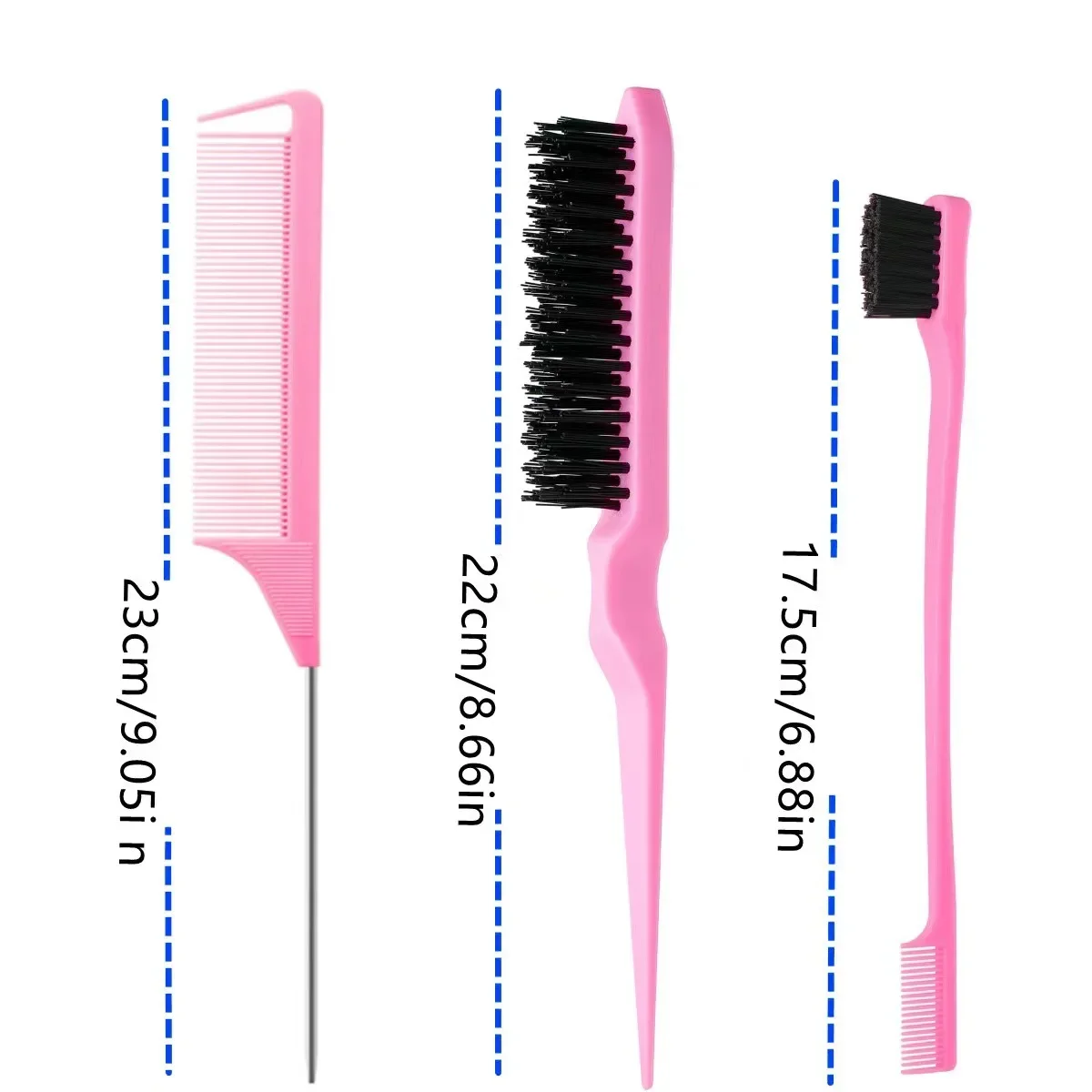 Barber Shop 3 Colors Hair Brush Set Double Sided Edge Brush Rat Tail Comb Set Salon Professional Barber Styling Tools