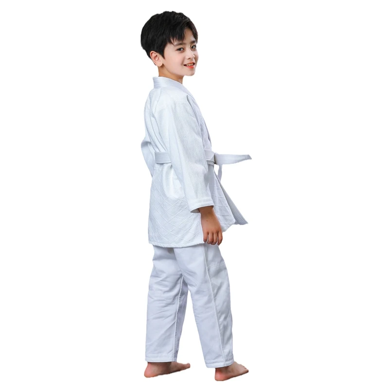 Single  Weave Judo Gi 450 GSMS Juodgi for Competition or Training  Judo Kimono Pant  White and Blue  Free White Belt