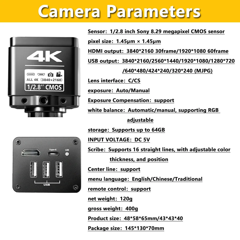 4K Thermal Imaging Microscope Photos Video UHD Microscope Camera 180X Lens Mouse Control HDMI USB Repair Tools PCB Inspection