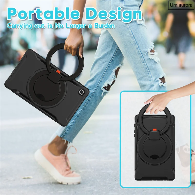 For Samsung Galaxy Tab A8 10.5 inch SM-X200 SM-X205 A7 Lite SM-T220 S5E S6 Case Kids 360 Rotation Handle Stand Shockproof Cover