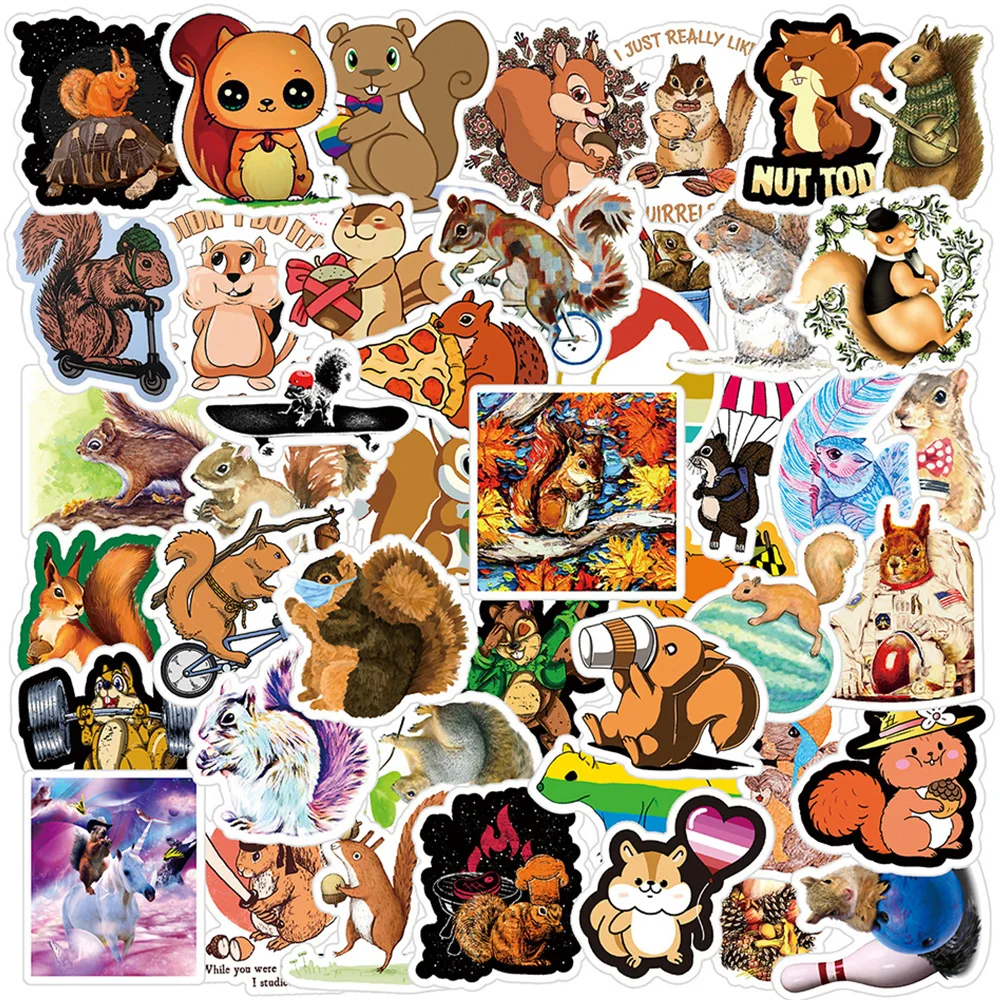 

10/30/50pcs Cute Cartoon Animal Squirrel Graffiti Stickers Decal Laptop Fridge Phone Luggage Scrapbook Guitar Waterproof Sticker