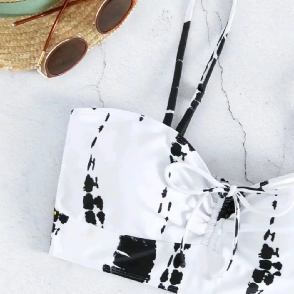 

Tie Dye High-Waist Bikini Set Flat Angle High Waist Shorts Separate Swimsuit Sexy Design Cross-Border Padded Bathing Suit