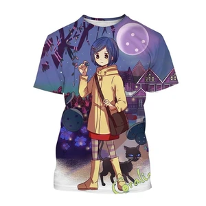 Unisex Mercan Baskı, Kısa Kollu Üst, 3D Tişört ve Gizli Kapı-Gerilim-Korku-Film-Anime - Film Kişilik Coraline'in 6 büyük satışı-no. 5