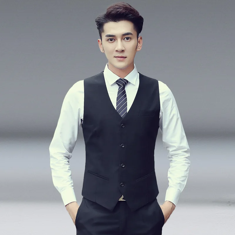 

S-6XL New Business Dinner Gentleman Slim Gentleman Fashion Men British Style Dress Best Man Solid Color Group Suit Vest