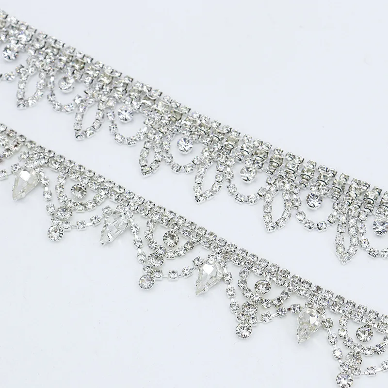 Free Shipping 5yards Rhinestone crystal Chain Bridal Sash Rhinestone Applique, Wedding Applique,Rhinestone Trimming LSMY250