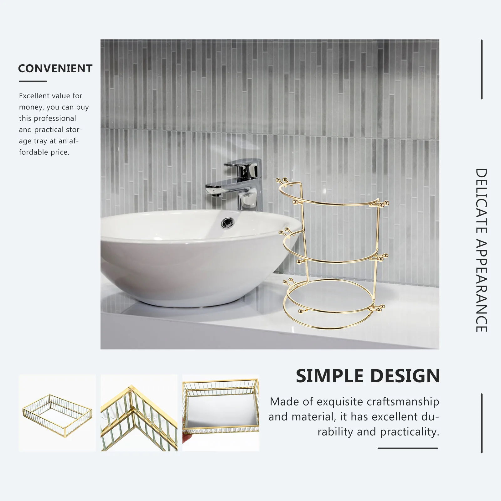 

Элегантный полосатый стеклянный лоток для хранения ювелирных изделий, эффективный органайзер, современное декоративное блюдо, ювелирная тарелка из сплава, тарелка для хранения ключей