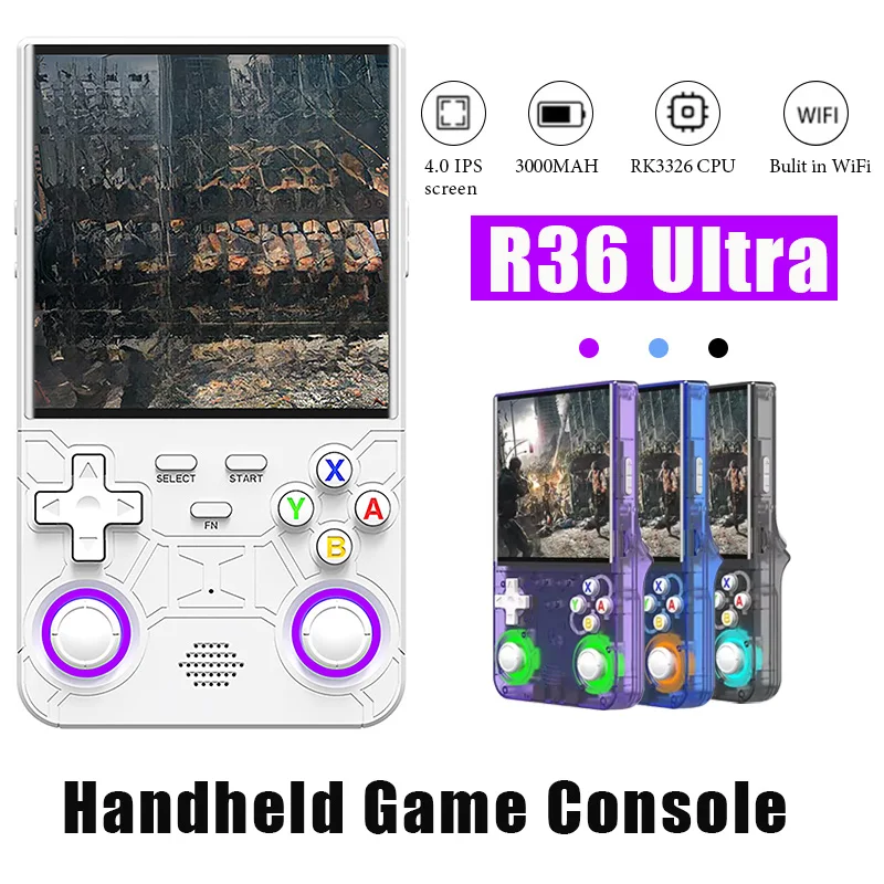 

64G/128G R36 ULTRA Portable Retro Handheld Video Game Console 4inch lPS Screen Linux System Open Source Handheld Game Player