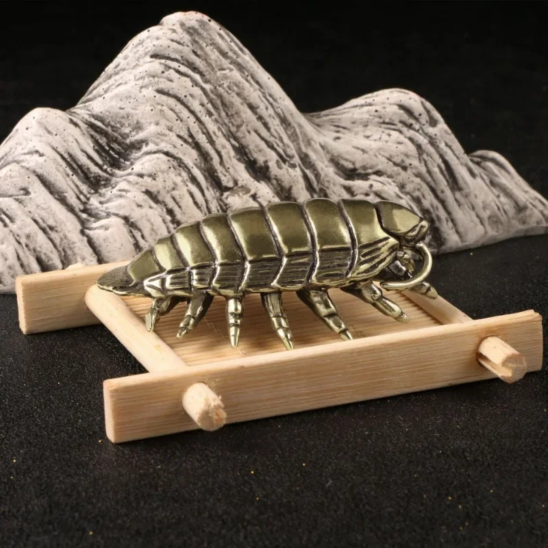 BIG Solid Brass Living fossil Giant isopod Miniature Figurines Cute Animal Design Tea Pet Table Decoration Handcrafts