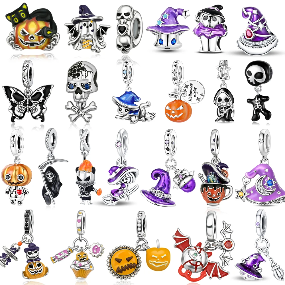 

Стерлингового серебра 925 пробы, светящийся в темноте, жуткий шарм в виде тыквы на Хэллоуин, подходит для оригинального браслета для женщин, ювелирные аксессуары «сделай сам»