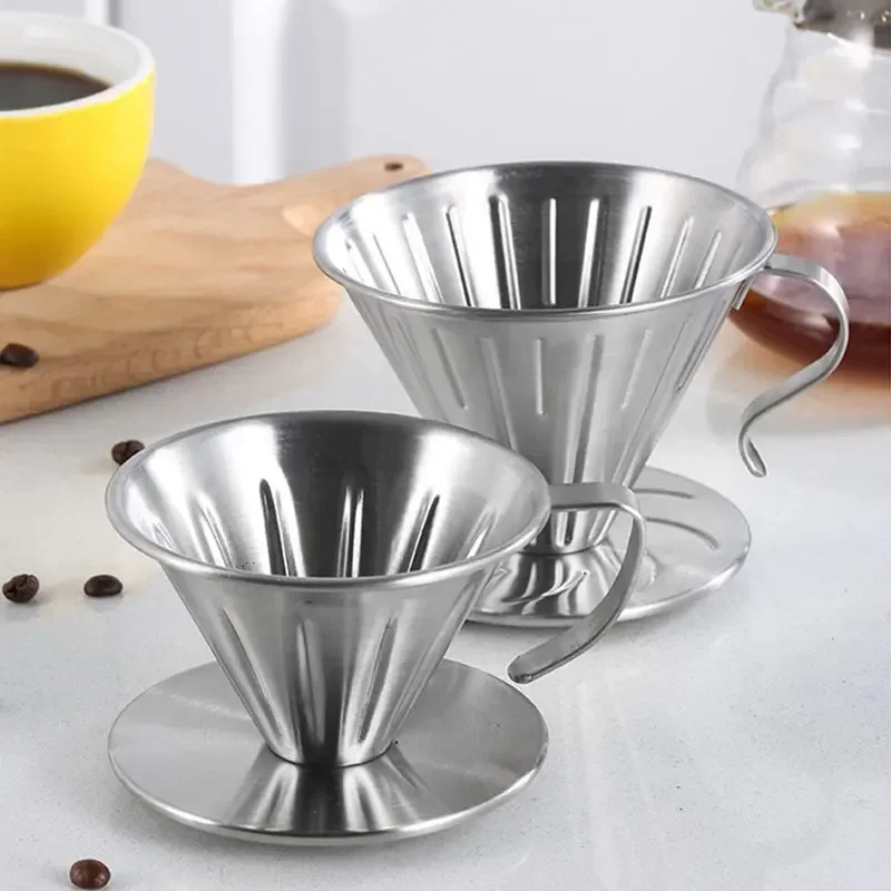 

Stainless Steel Coffee Dripper Drip Coffee Filter Cup Barista Pour Over Coffee Brewing Cup Hand Brewed Coffee Filter