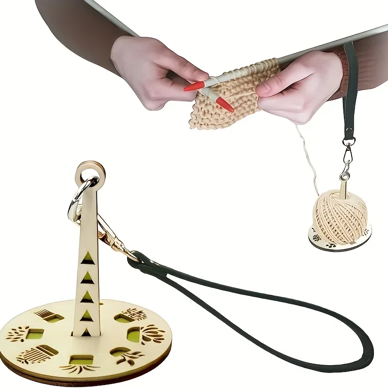 

Деревянная катушка для пряжи, 5 уникальных узоров, подходит для любителей вязания и рукоделия, включает съемный органайзер.